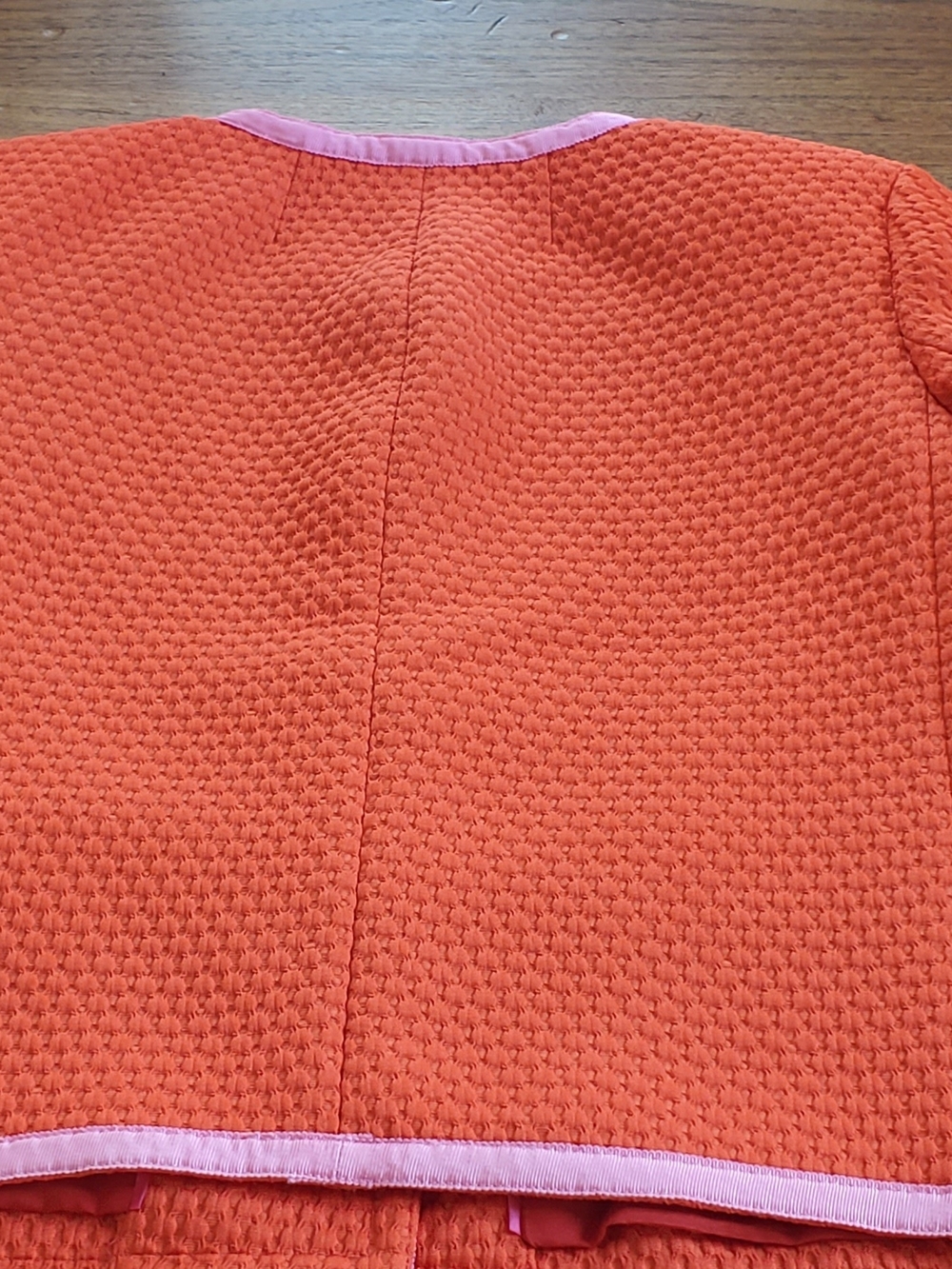 J. Crew Jcrew Womens Orange Quilted Jacket with Pink Grograin Trim Size 6 - Picture 6 of 10